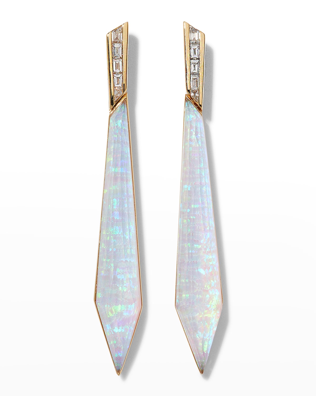 Stephen Webster Stiletto Earrings With White Opalescent Quartz In Gold