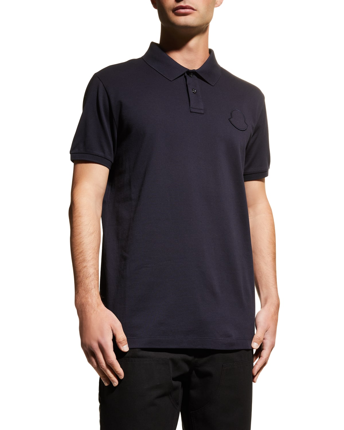 Moncler Men's Edit Solid Logo Polo Shirt In Blue ModeSens