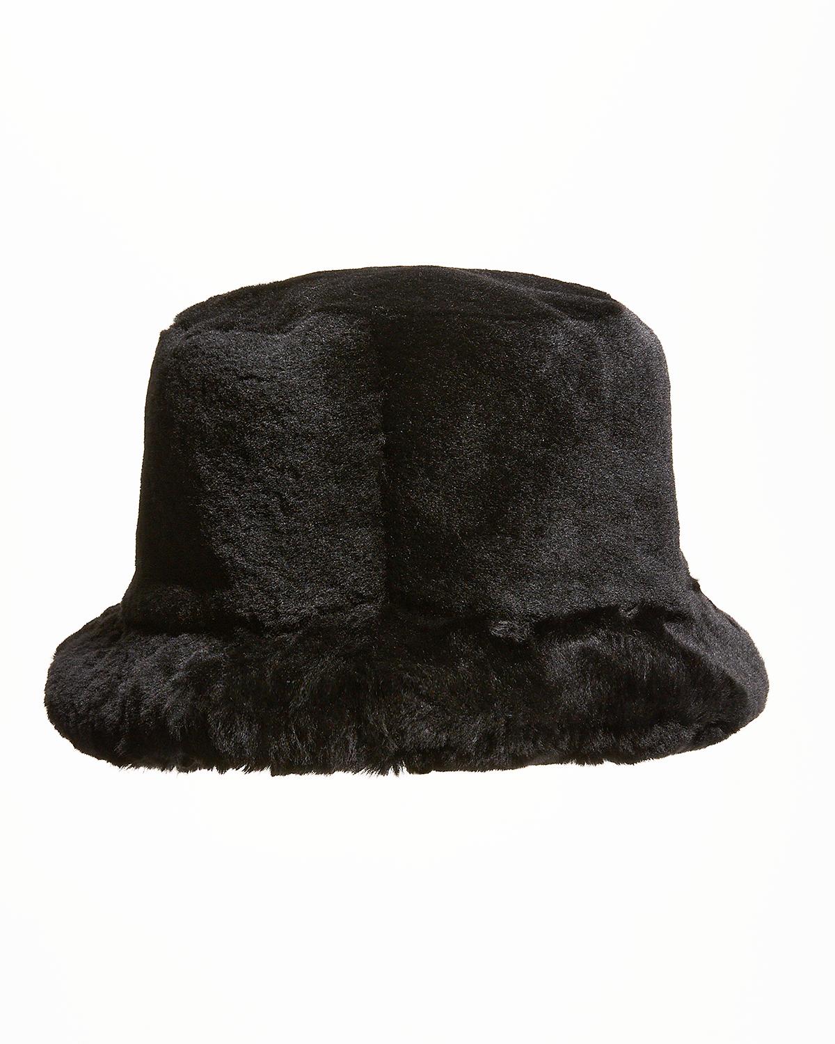 Surell Black Shearling Bucket Hat Surell Accessories Shearling Bucket Hat - Bergdorf Goodman main image 4