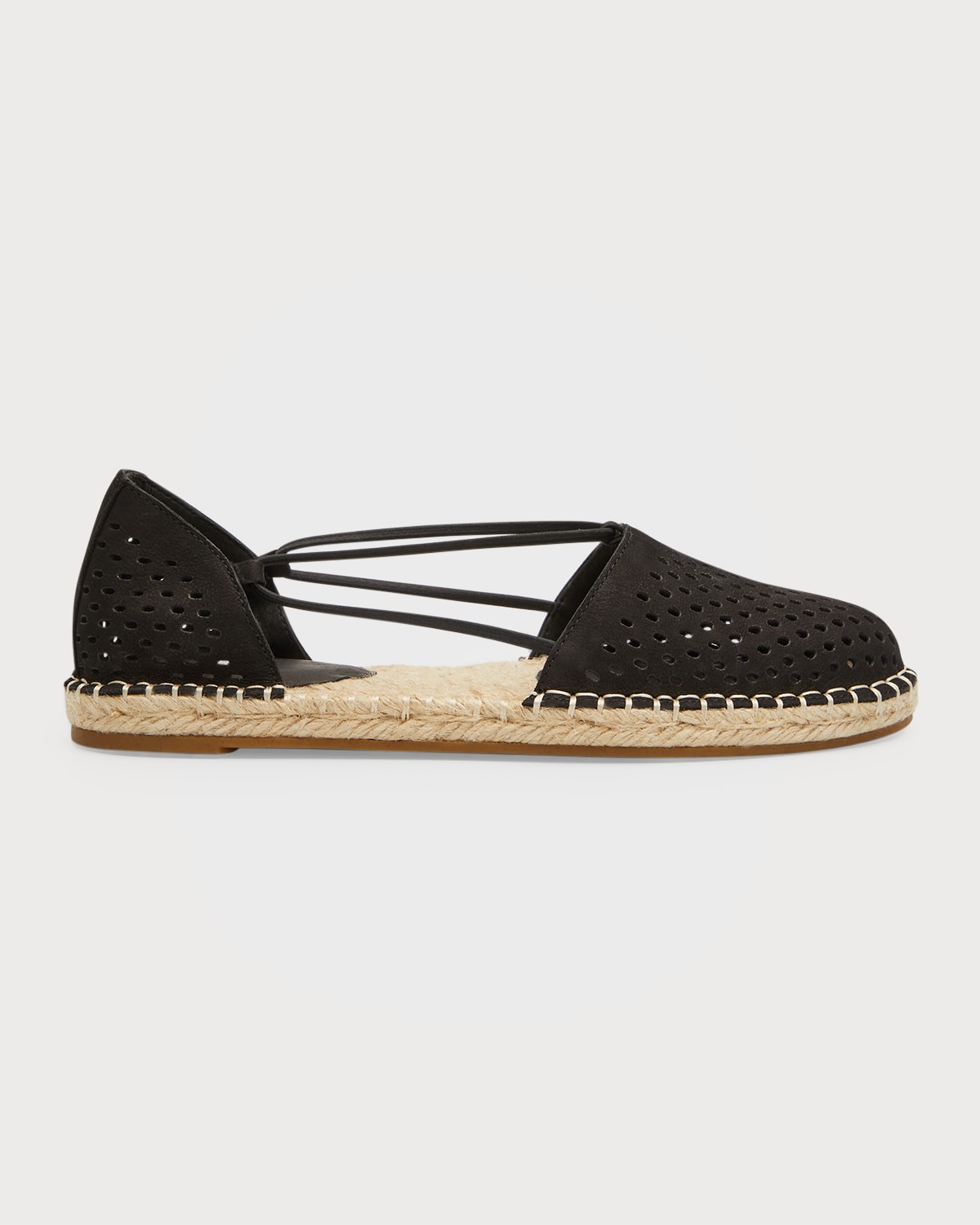Eileen Fisher Lee Perforated Suede Flat Espadrilles In Black