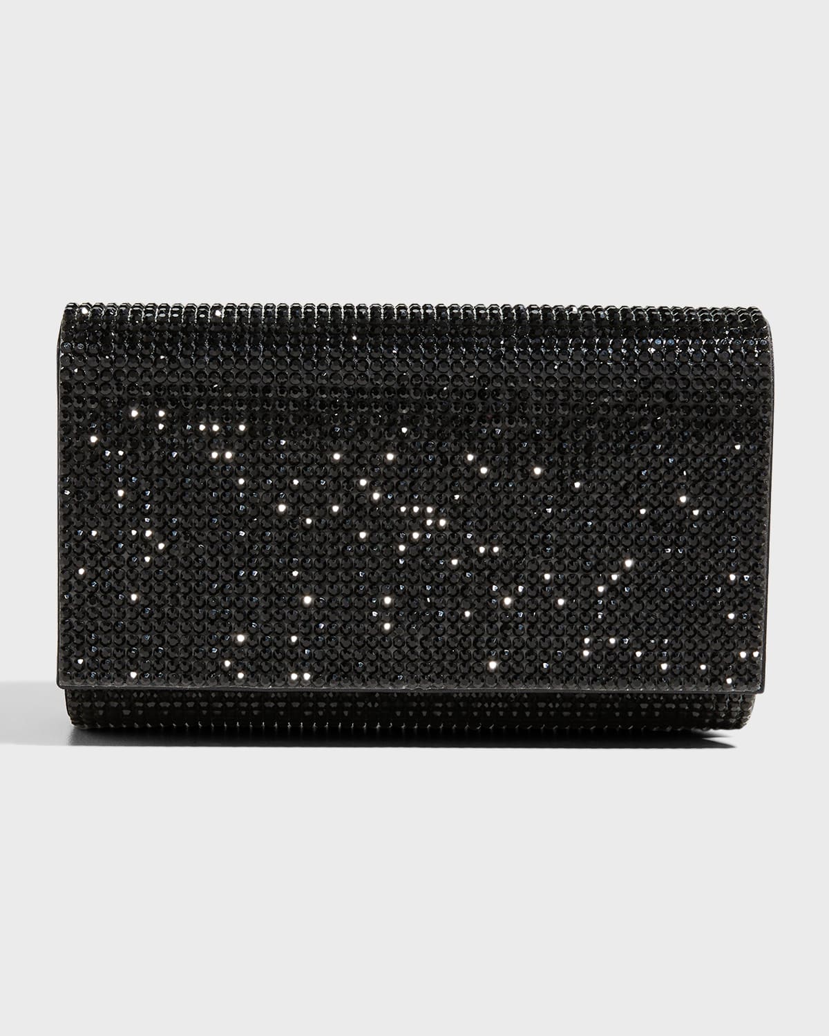 Judith Leiber Fizzy Crystal Flap Clutch Bag In Nero Jet