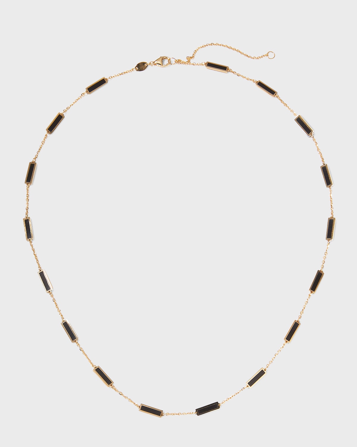 Yellow Gold 17-Stations Black Onyx Necklace