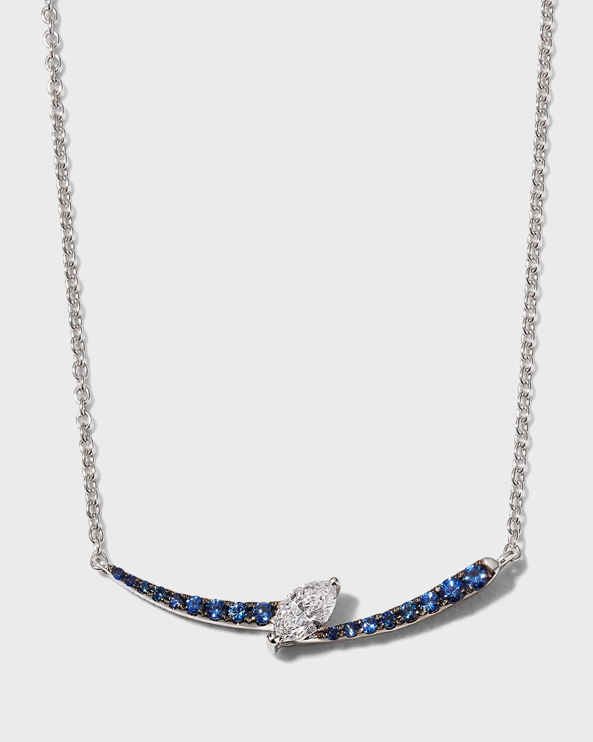 White Gold Slanted Marquise Diamond Necklace