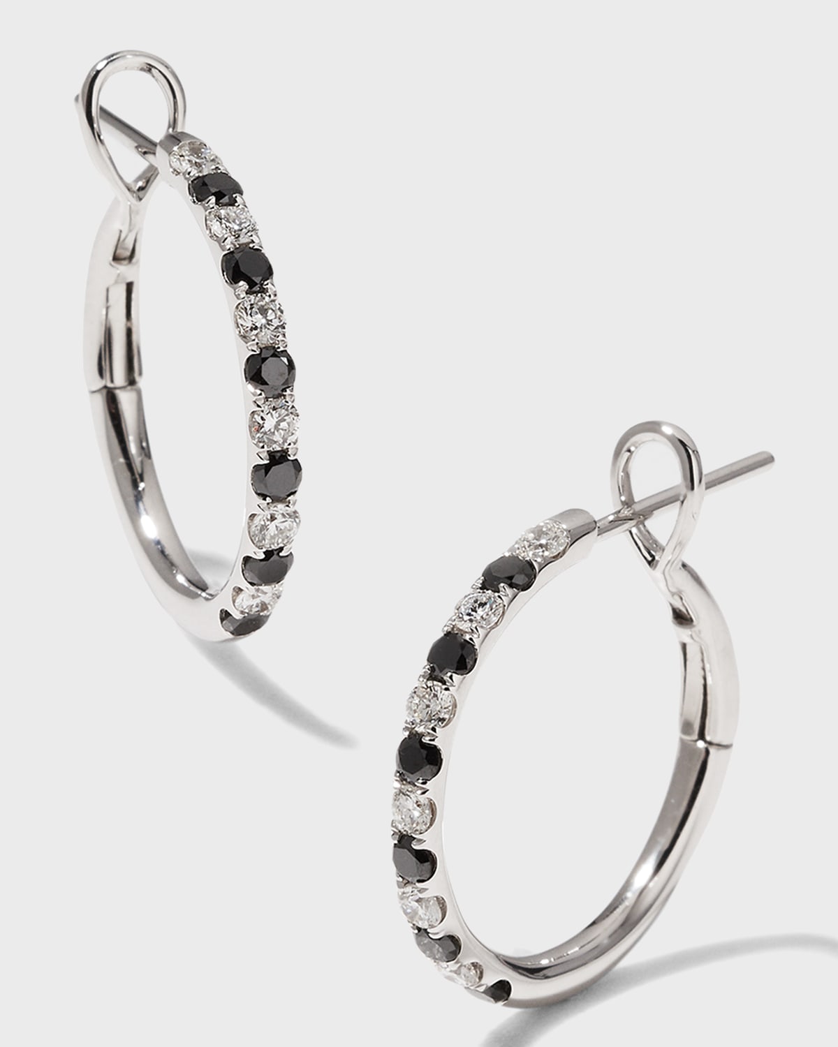 Alternating Black and White Diamond Hoop Earrings