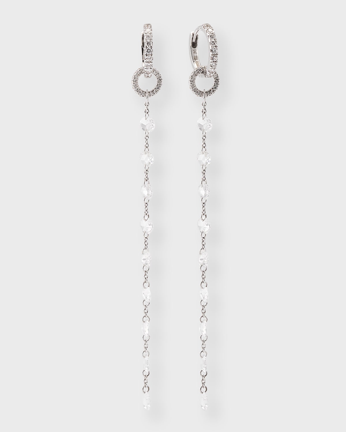 64 Facets 18k White Gold Diamond Tassel Drop Earrings In Metallic