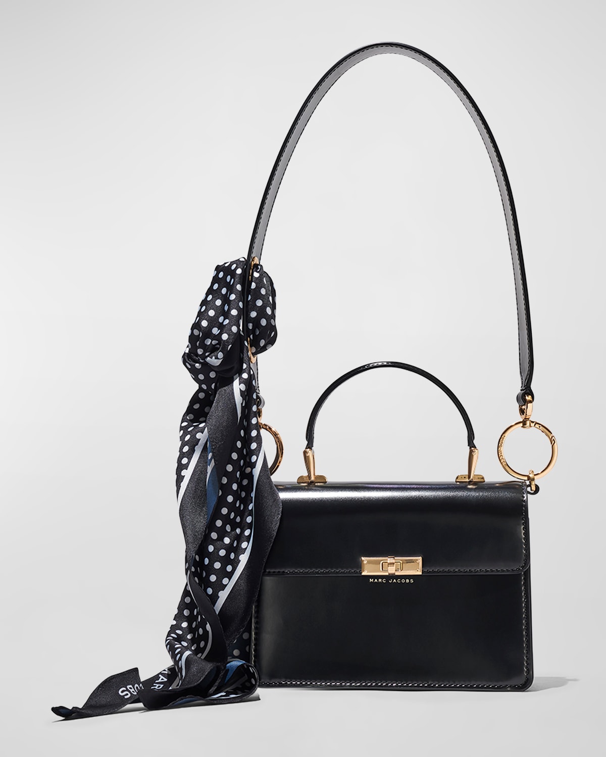 Marc Jacobs Downtown Leather Shoulder Bag W Scarf In Black light Gold ModeSens