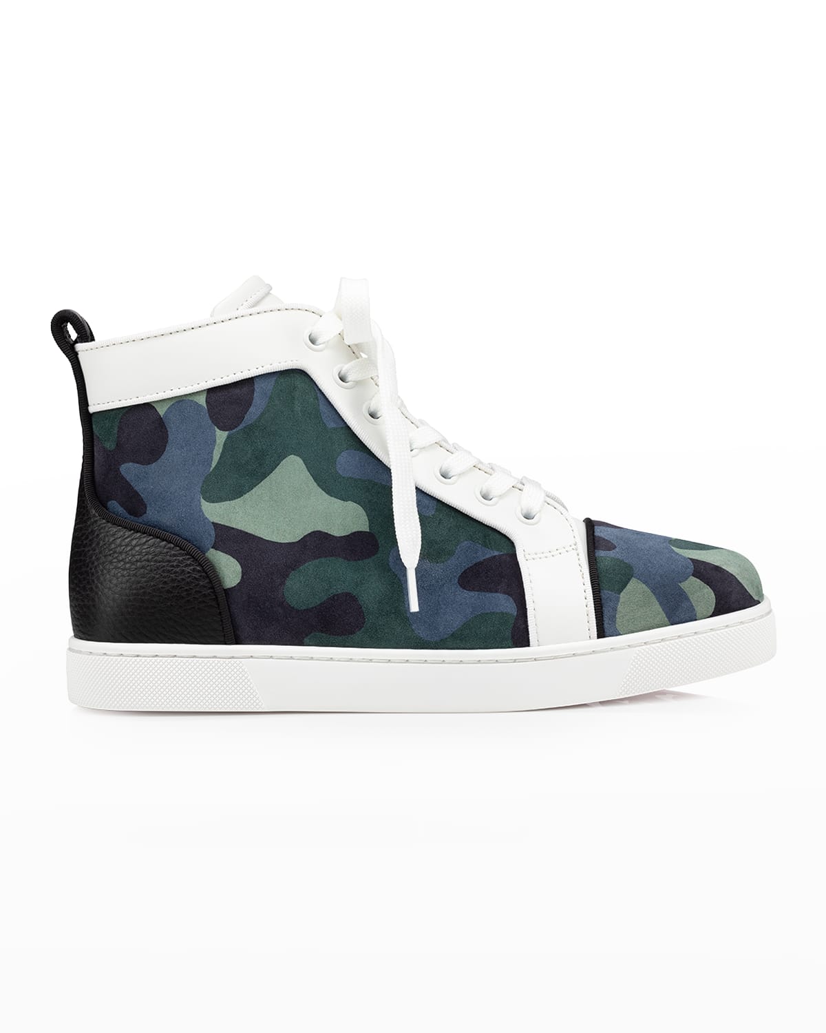 Blue Loubishark Donna camouflage-print suede trainers