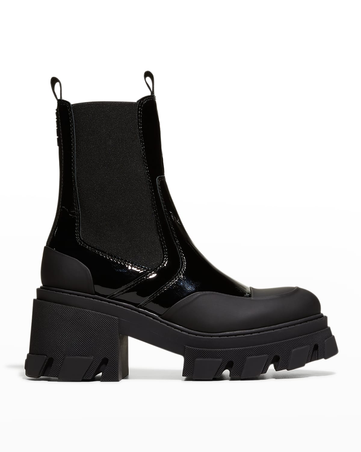 Ganni Patent Leather Chunky Chelsea Boots