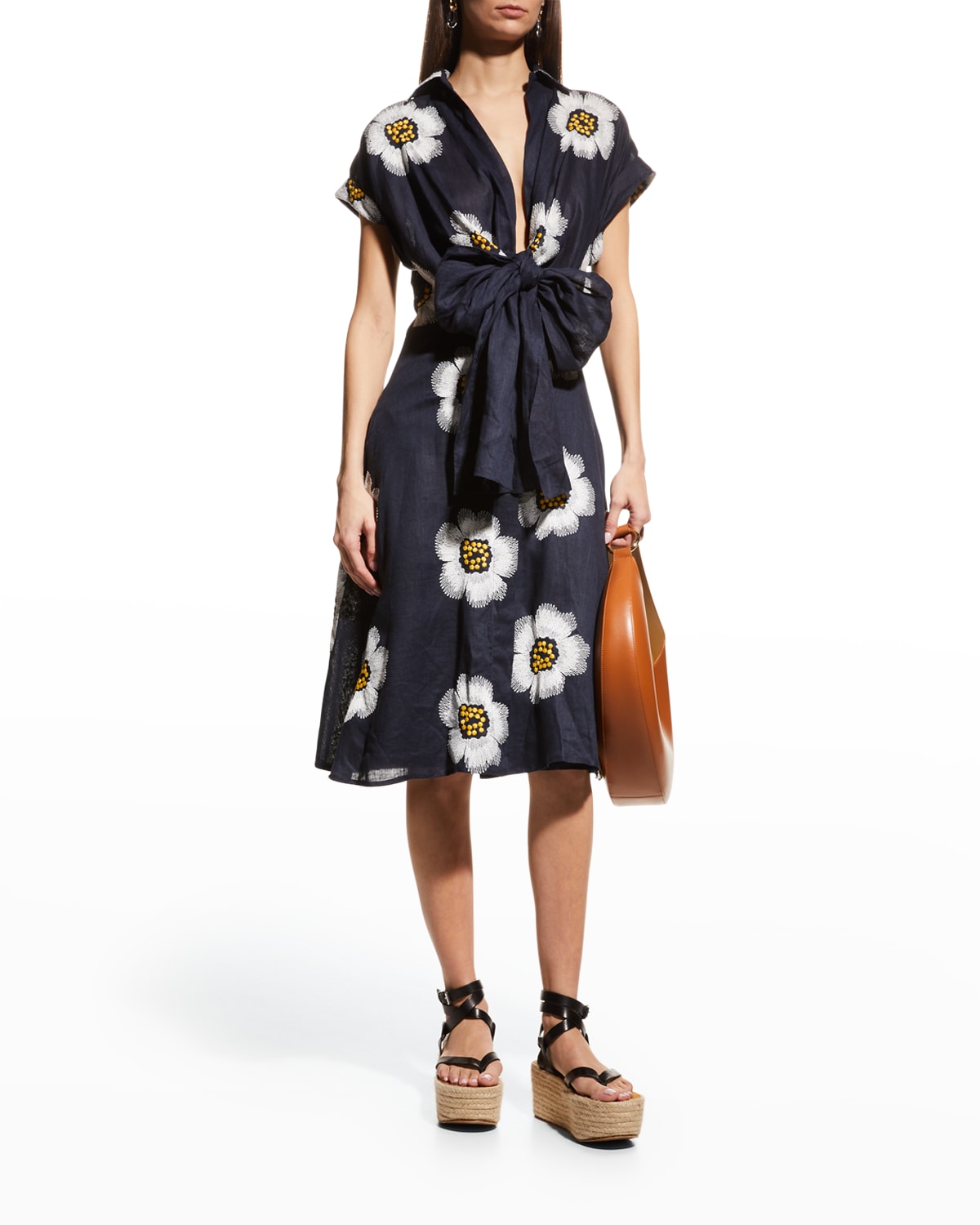 Silvia Tcherassi Paloma Floral Tie-Front Midi Dress