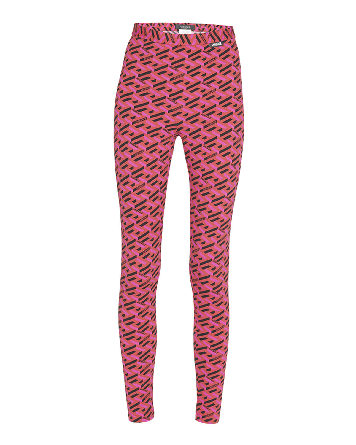Versace Printed Leggings In Parade Redfuxia