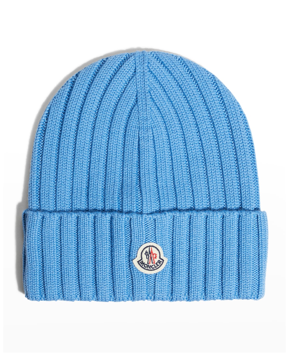 Moncler Virgin Wool Rib-knit Beanie In Turquoise