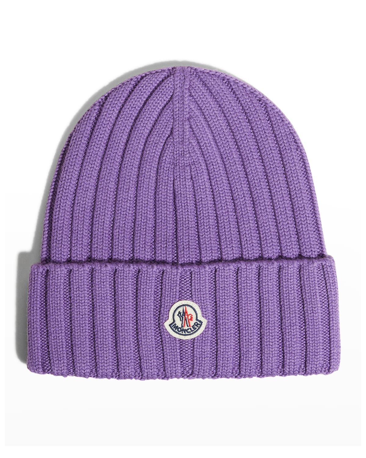 Moncler Virgin Wool Rib-knit Beanie In Light Purple