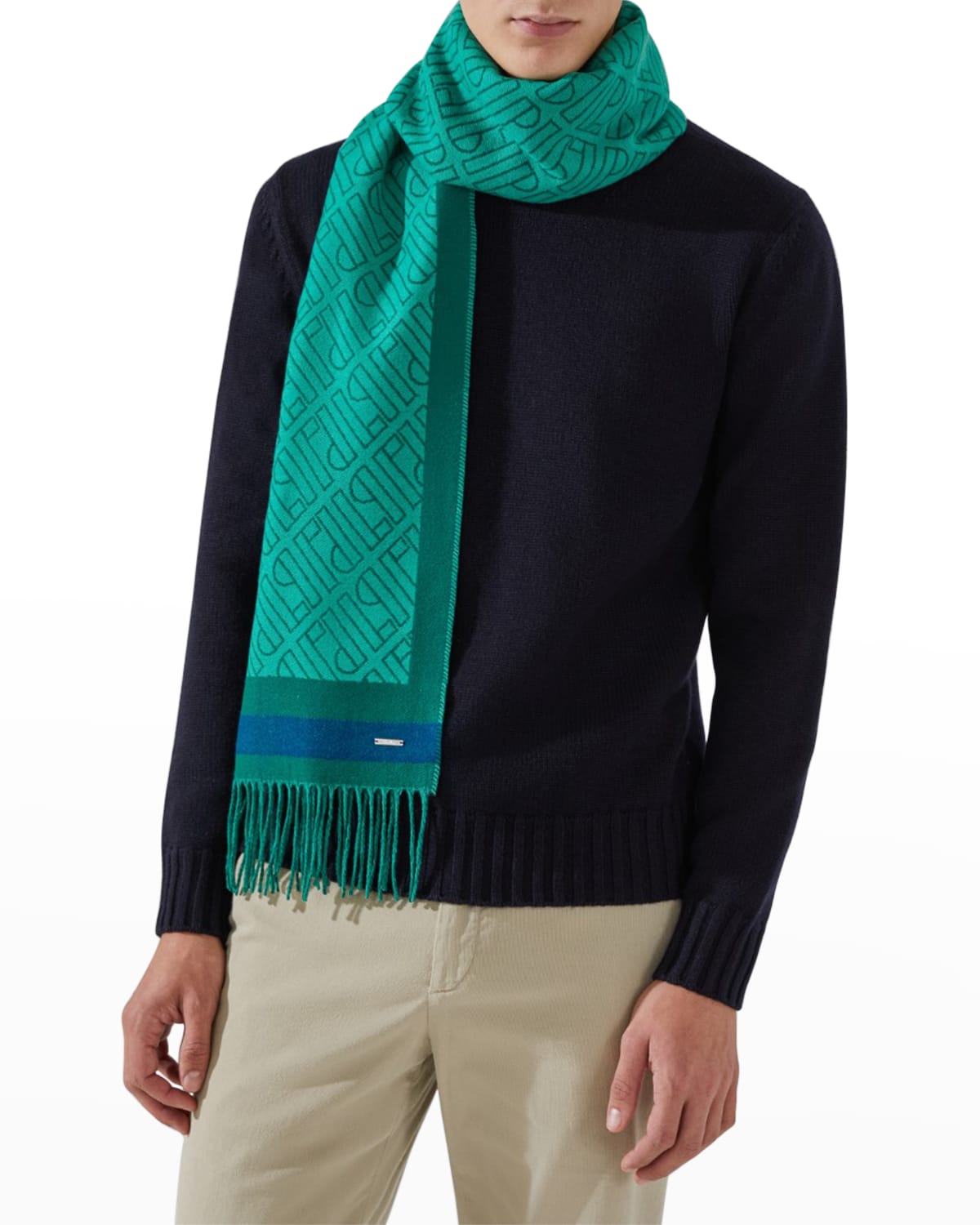 Loro Piana Lp Logo Outline Cashmere Scarf In Green | ModeSens