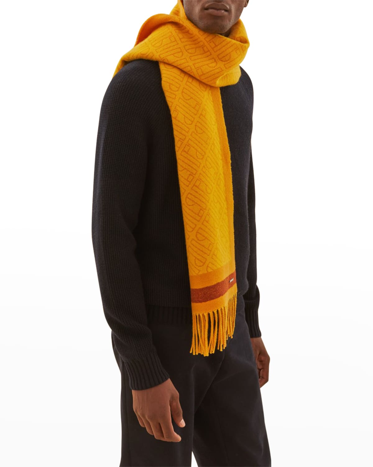 LORO PIANA LP LOGO OUTLINE CASHMERE SCARF 