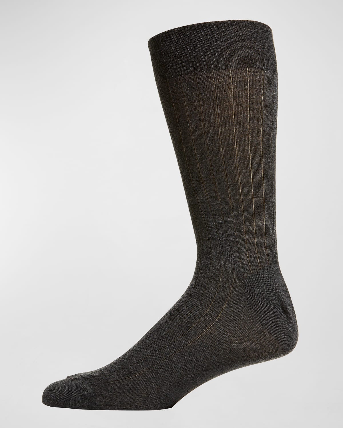 Neiman Marcus Men's 100% Cashmere Crew Socks In Charcoal