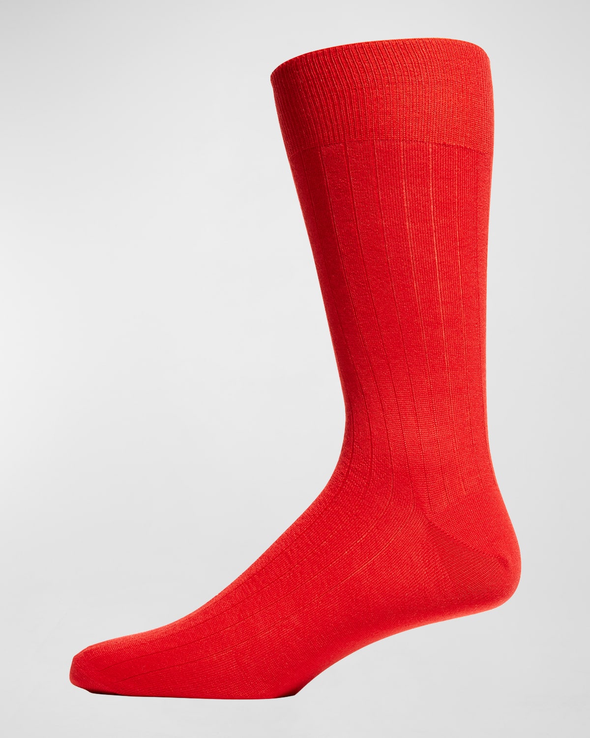 Neiman Marcus Men's Ribbed Cashmere Crew Socks In Red