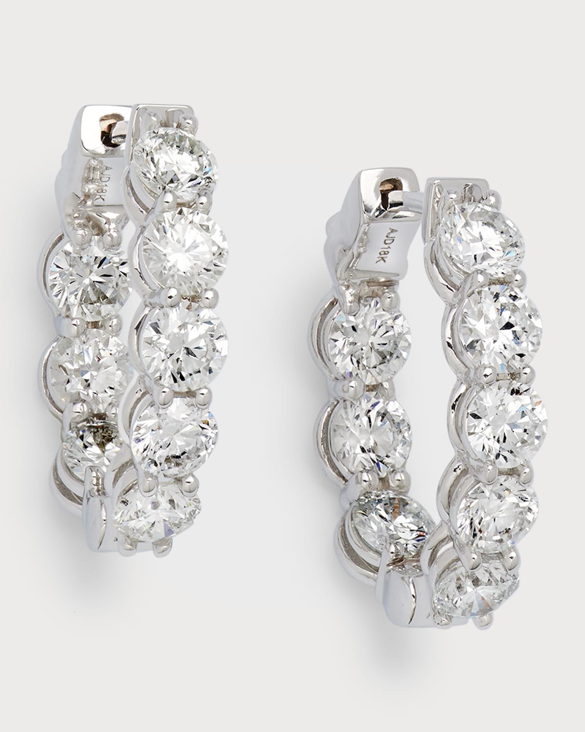 18K White Gold & Diamond Hoop Earrings