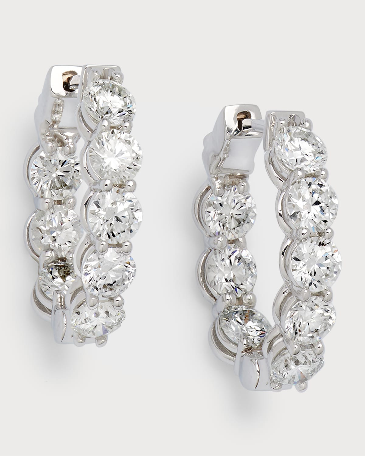 18K White Gold & Diamond Hoop Earrings, 5.12tcw, 0.75"L