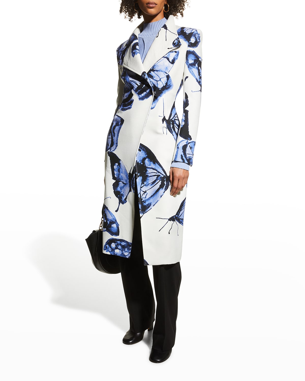 Brandon Maxwell Butterfly-Print Strong-Shoulder Coat