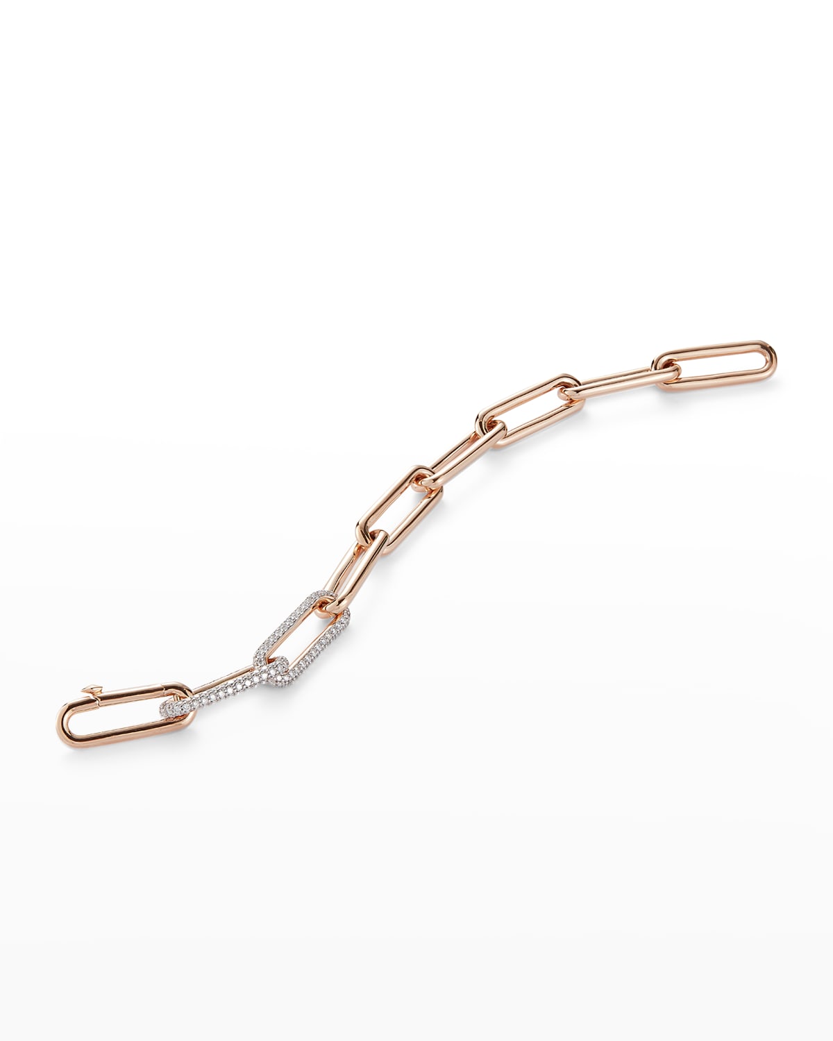 WALTERS FAITH 18K ROSE GOLD ELONGATED CHAIN LINK BRACELET WITH 2 WHITE DIAMOND LINKS