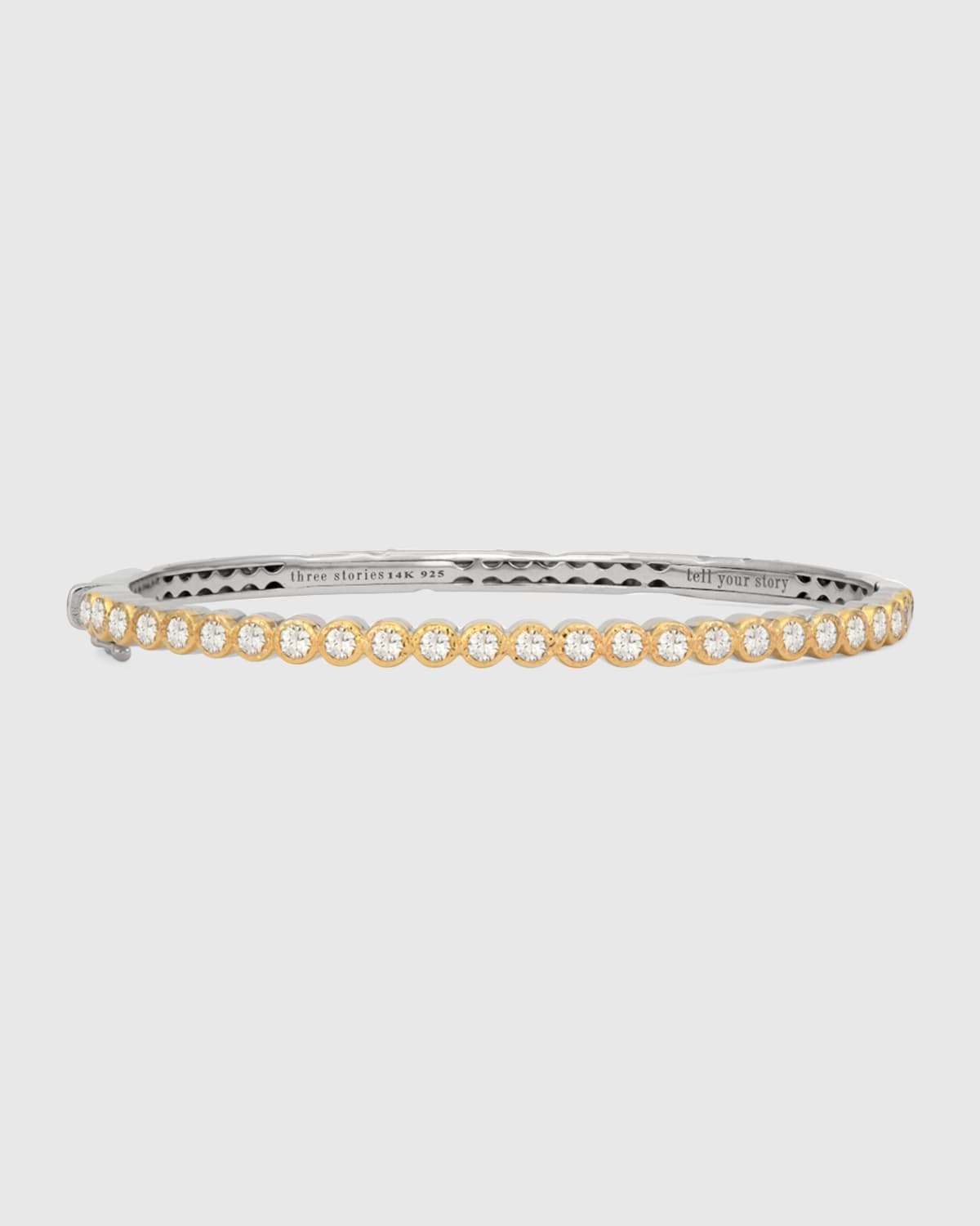 Two-Tone Hammered and Bezel-Set Diamond Bracelet