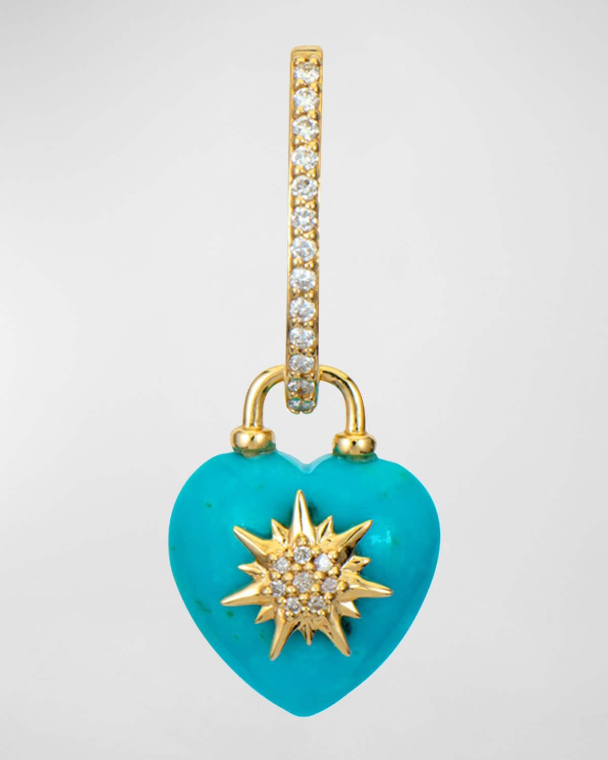 14k Yellow Gold Trust Your Heart Turquoise Single Earring Charms