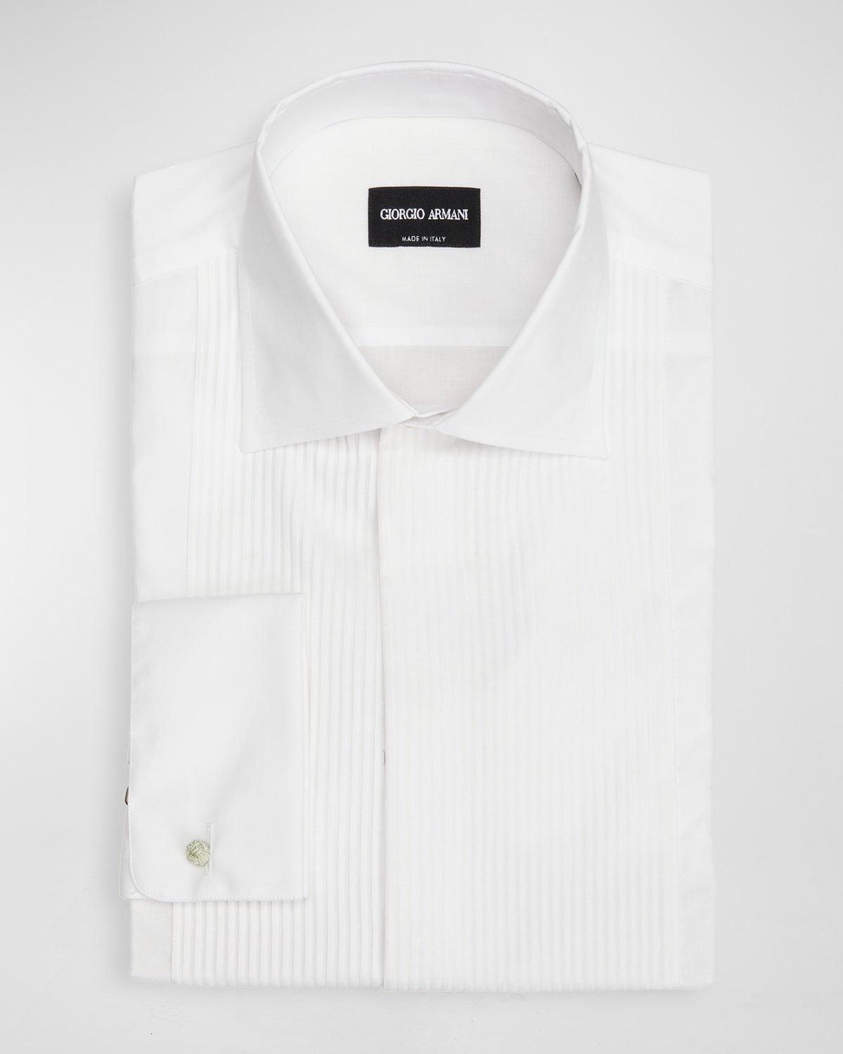 Giorgio Armani Men's Pleated Bib Tuxedo Shirt In Fancy White