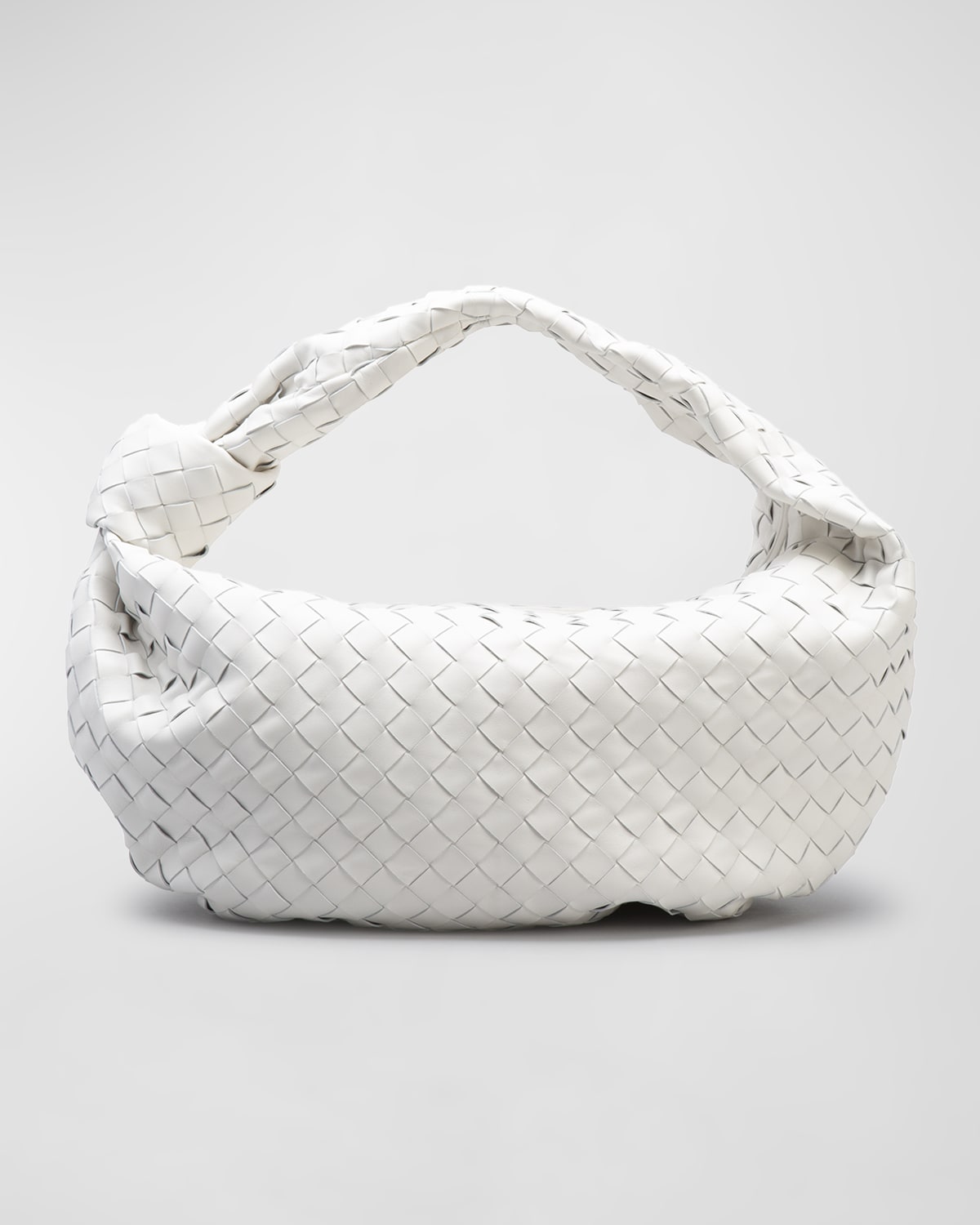 Bottega Veneta Jodie Teen Knotted Intrecciato Leather Tote In White