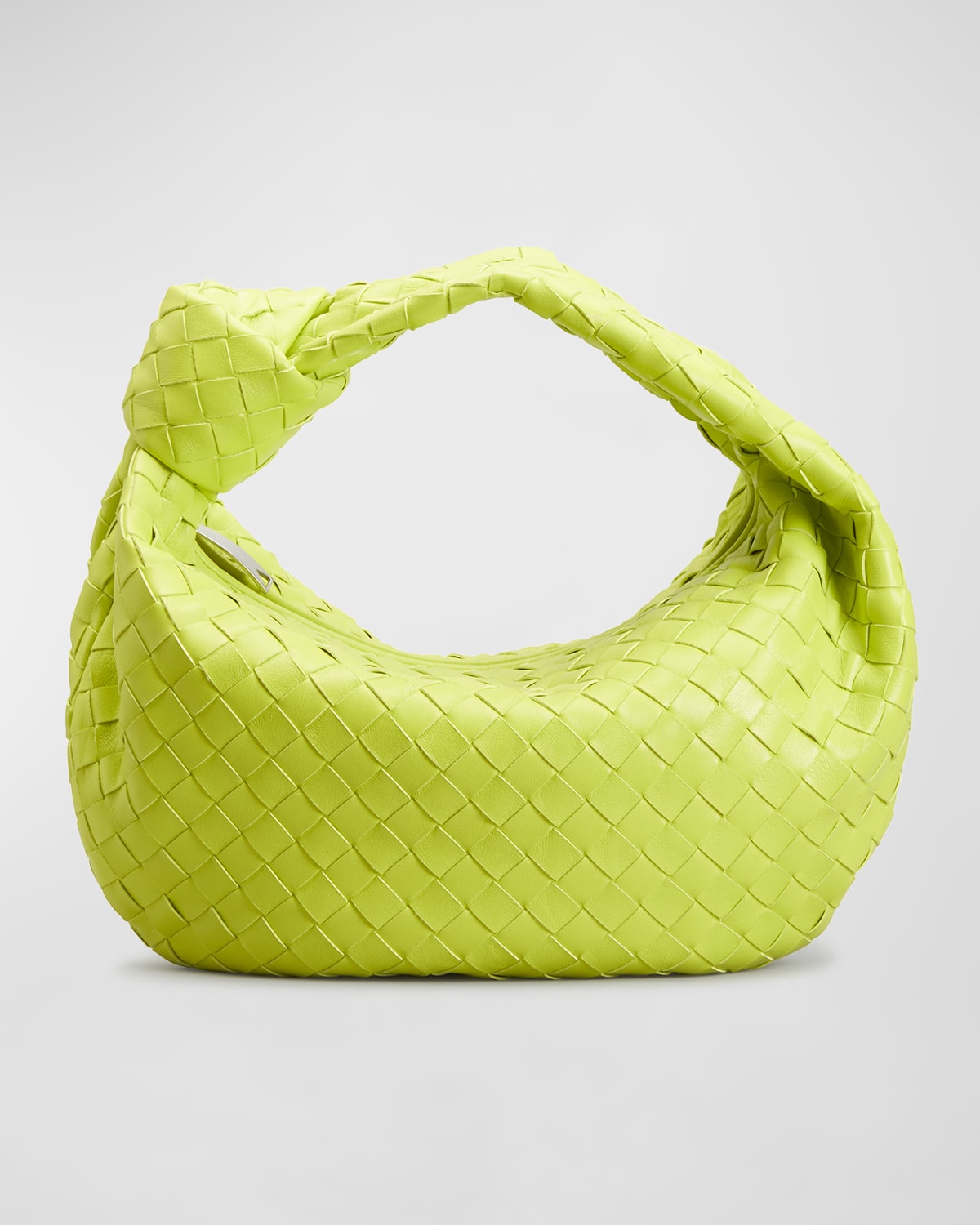 Bottega Veneta Jodie Teen Intrecciato Napa Shoulder Bag In Acid Kiwi/silver