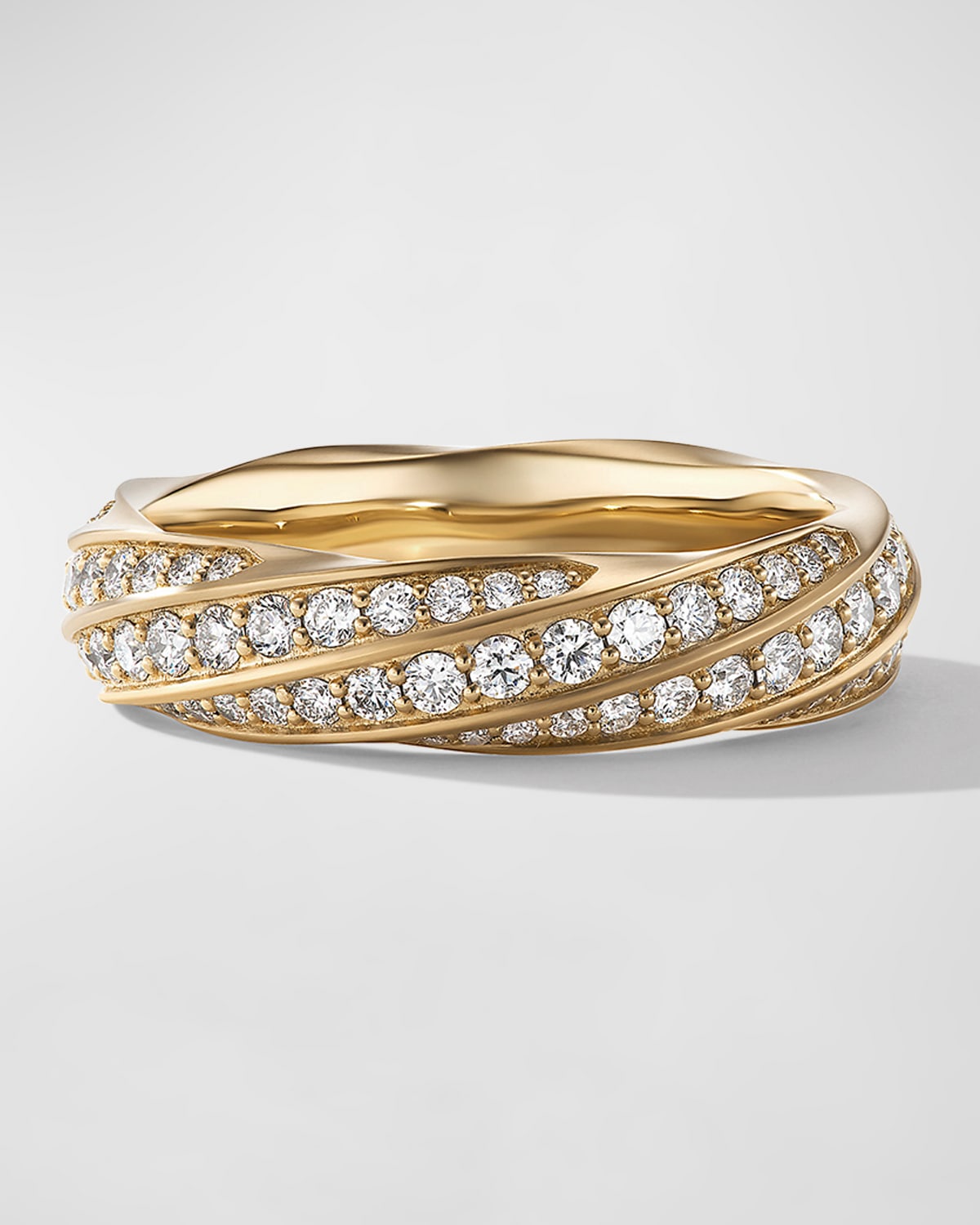 David Yurman 18kt Recycled Yellow Gold Cable Edge Diamond Band Ring In Diamond