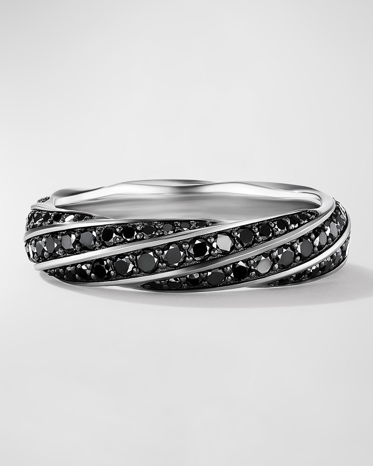 Shop David Yurman Men's Cable Edge Band Ring In Silver, 6mm In Black Diamond