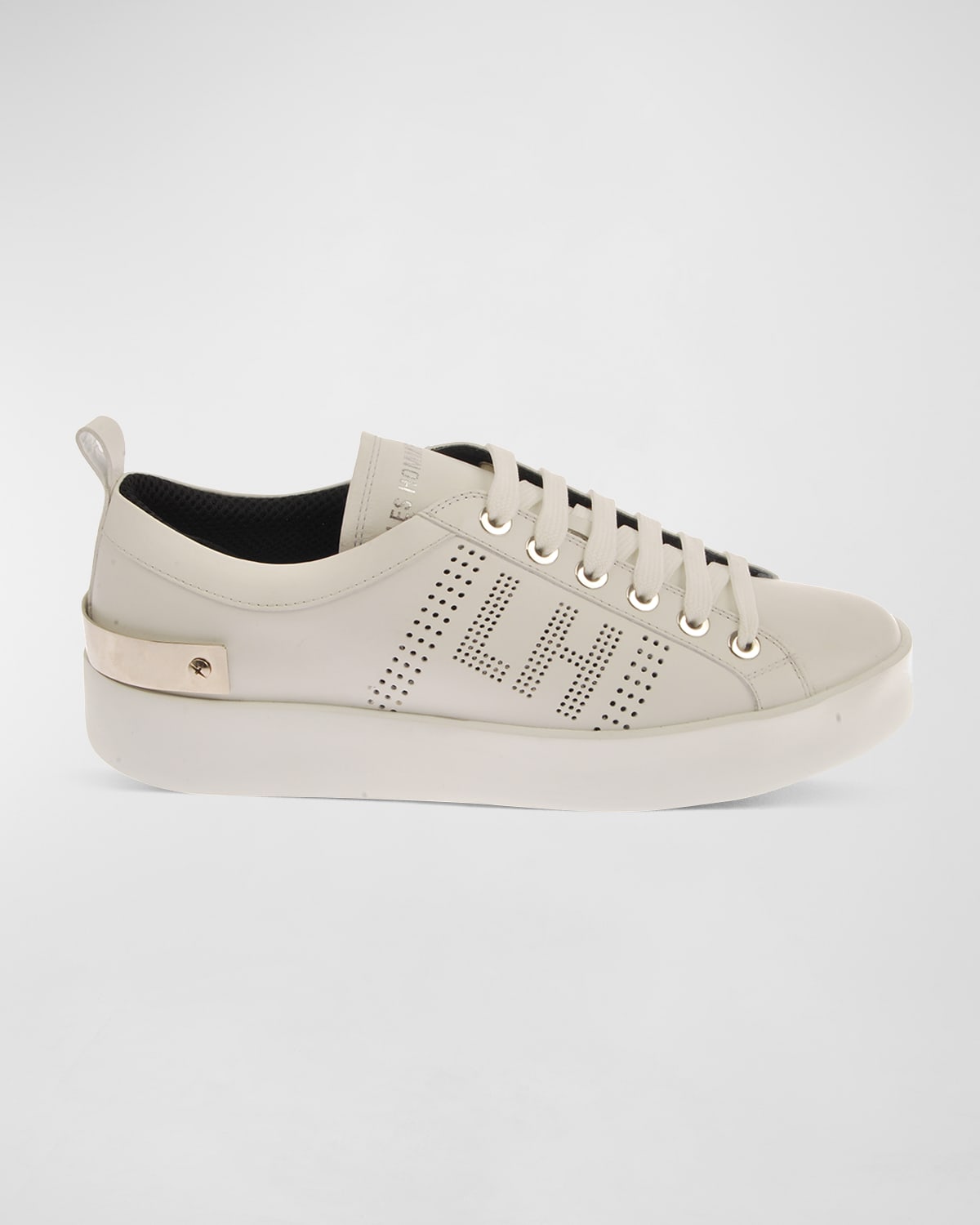 Men's Perforated Logo Leather Low-Top Sneakers