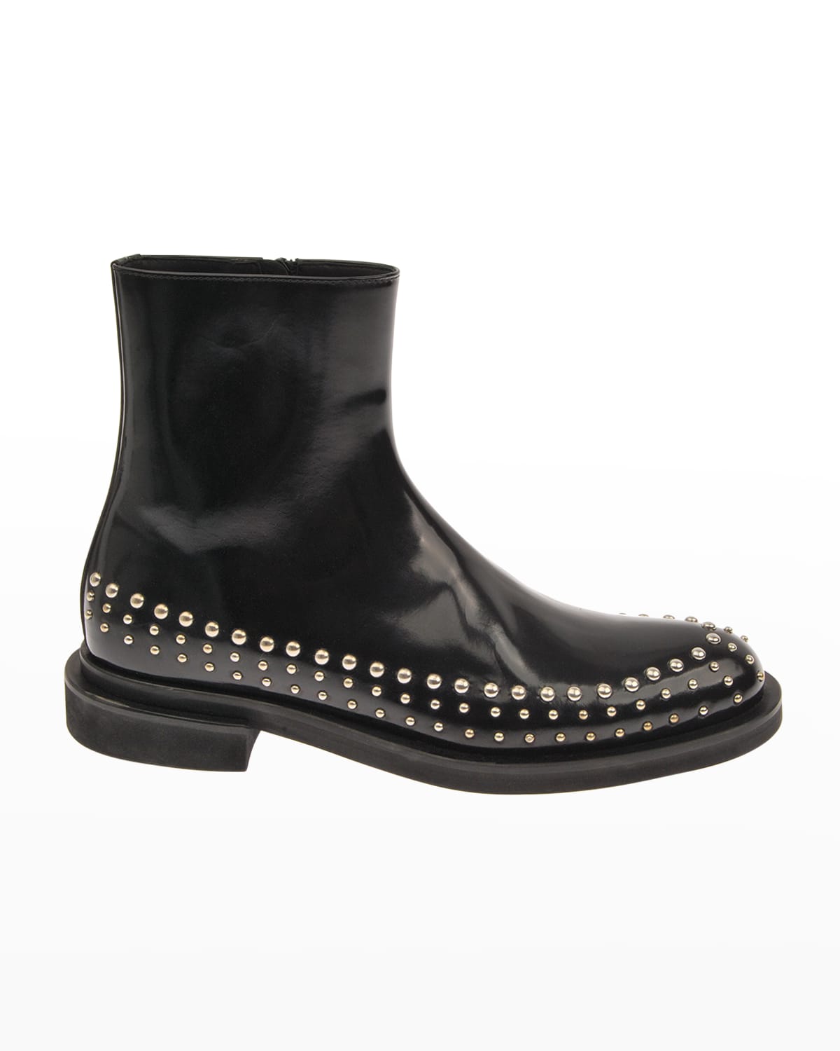 Les Hommes Men's Studded Leather Zip Ankle Boots In Black