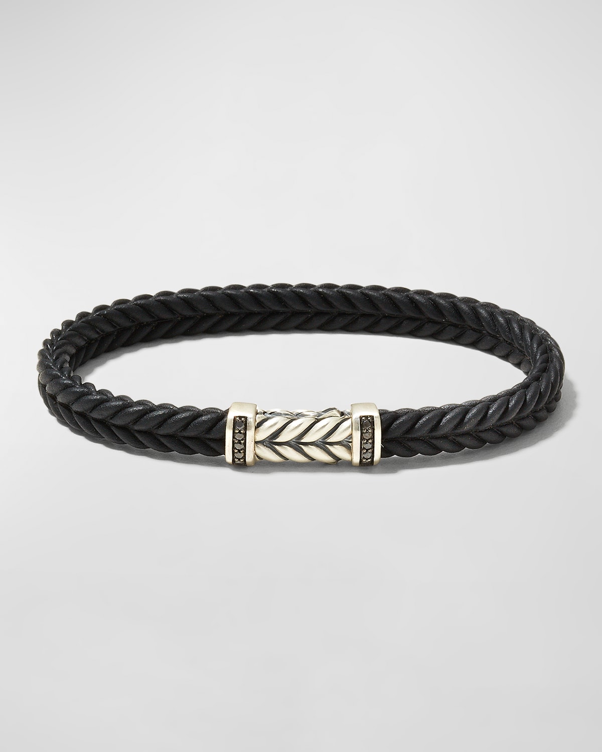 David Yurman Men s Chevron Rubber Bracelet w Black Diamonds 6mm
