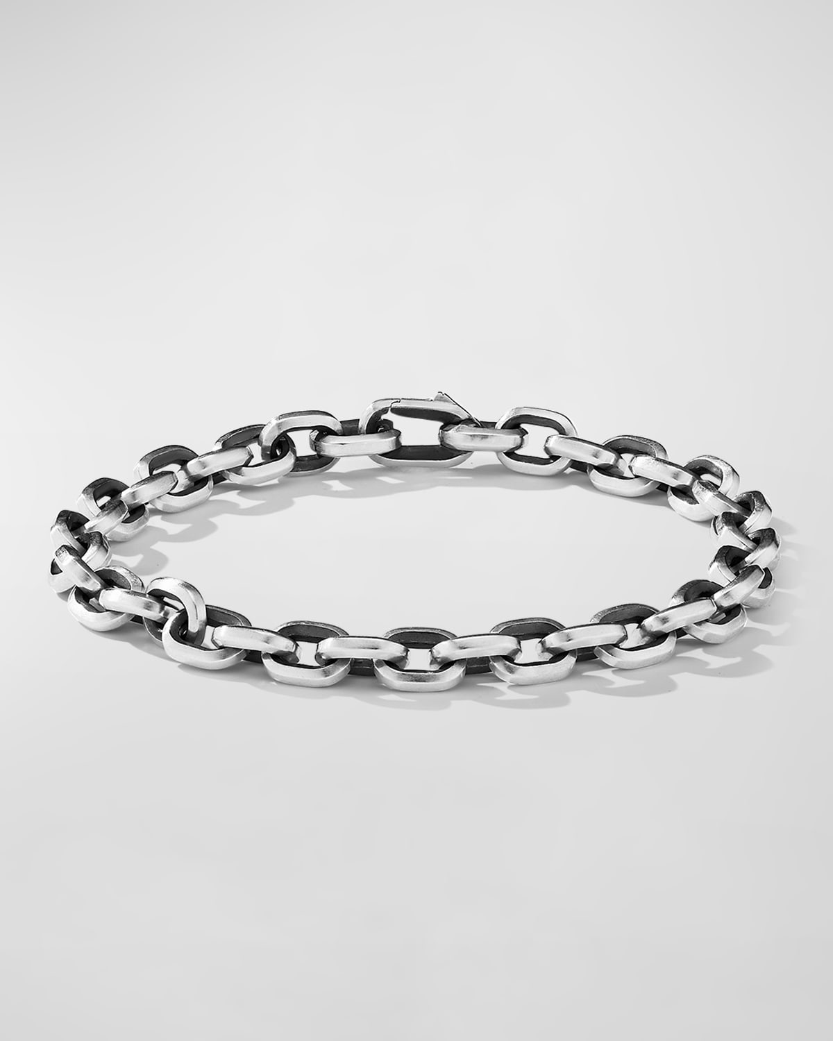 David Yurman Men's Faceted Link Bracelet in Sterling Silver - Black Diamond - Size Medium