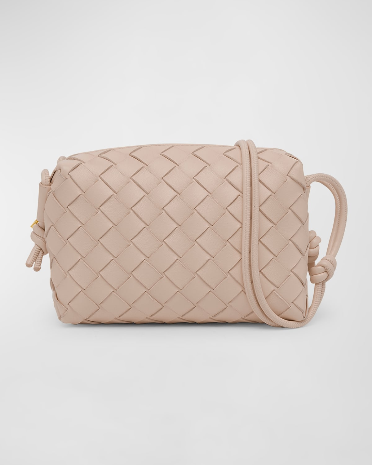 Bottega Veneta Loop Mini Intrecciato Leather Shoulder Bag In Lotus-gold