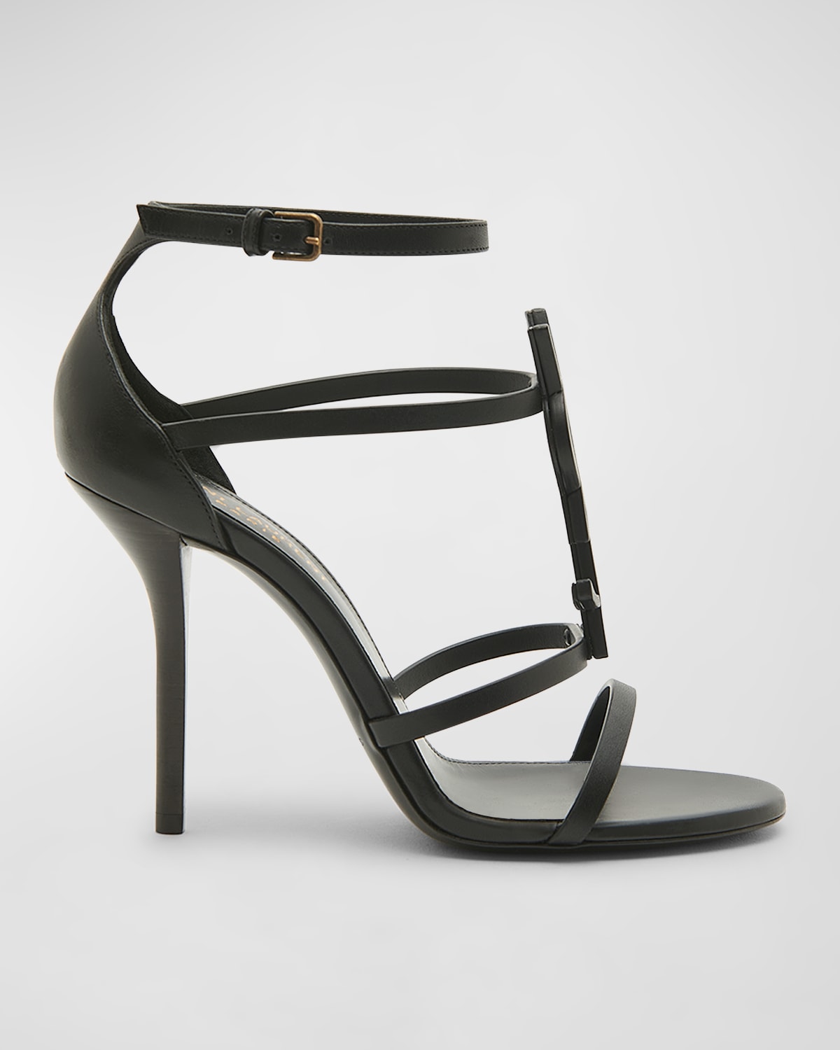 Saint Laurent Cassandra Ysl Medallion Stiletto Sandals In Nero 1000