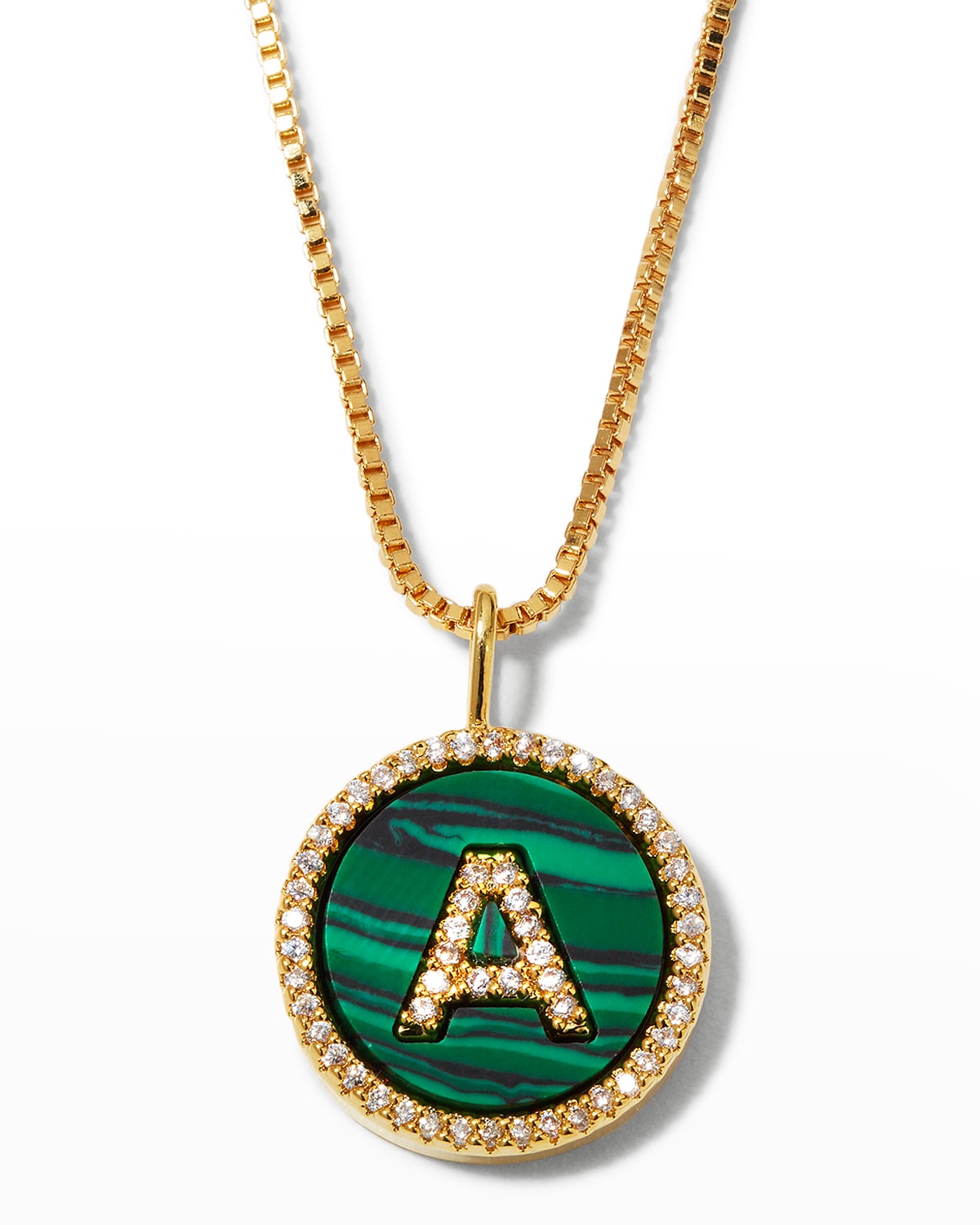 Malachite Initial Necklace - A