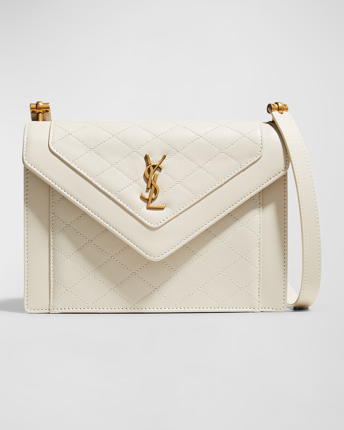 Saint Laurent Gaby Mini Ysl Quilted Leather Satchel Bag In Crema Soft