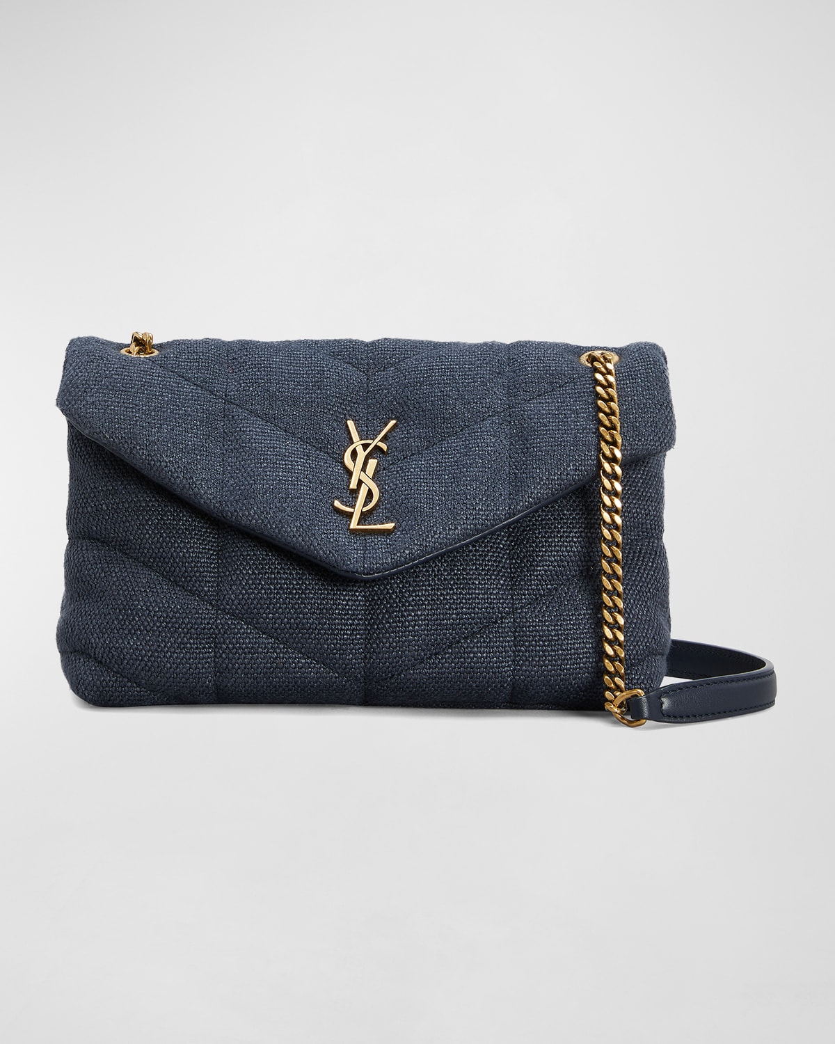 Saint Laurent Ysl Toy Puffer Mini Canvas Crossbody Bag In Deep Ma