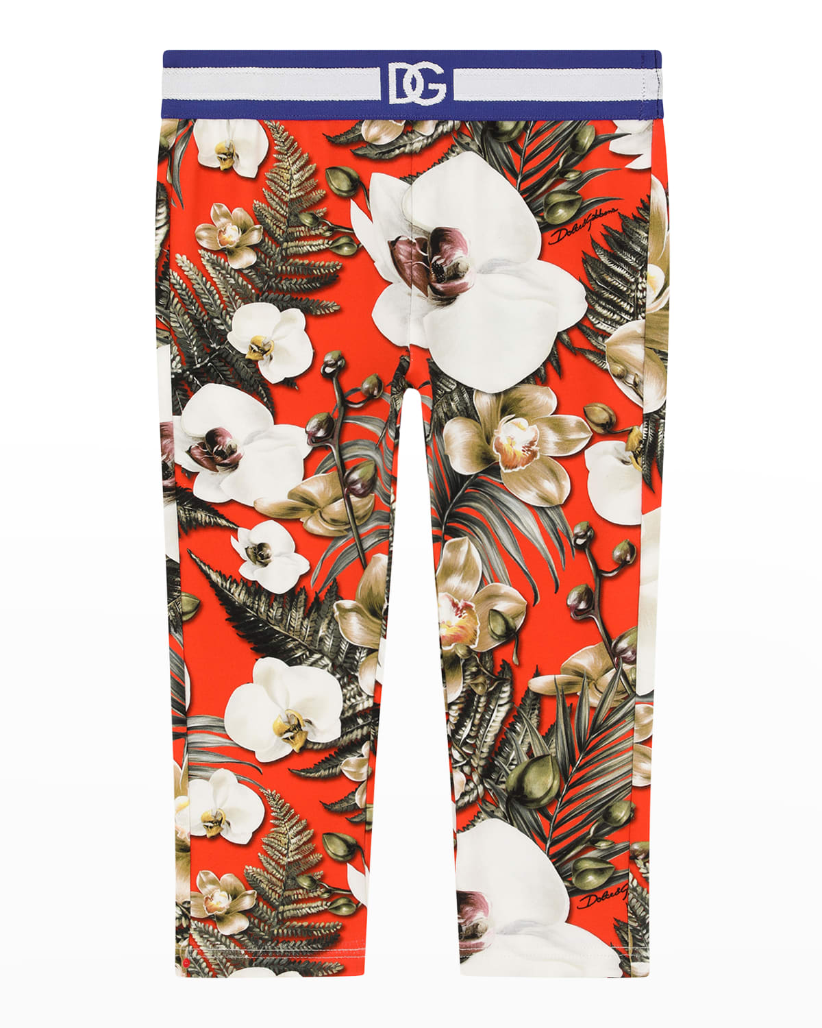 Girl's Floral-Print Interlocking Logo Leggings, Size 4-6