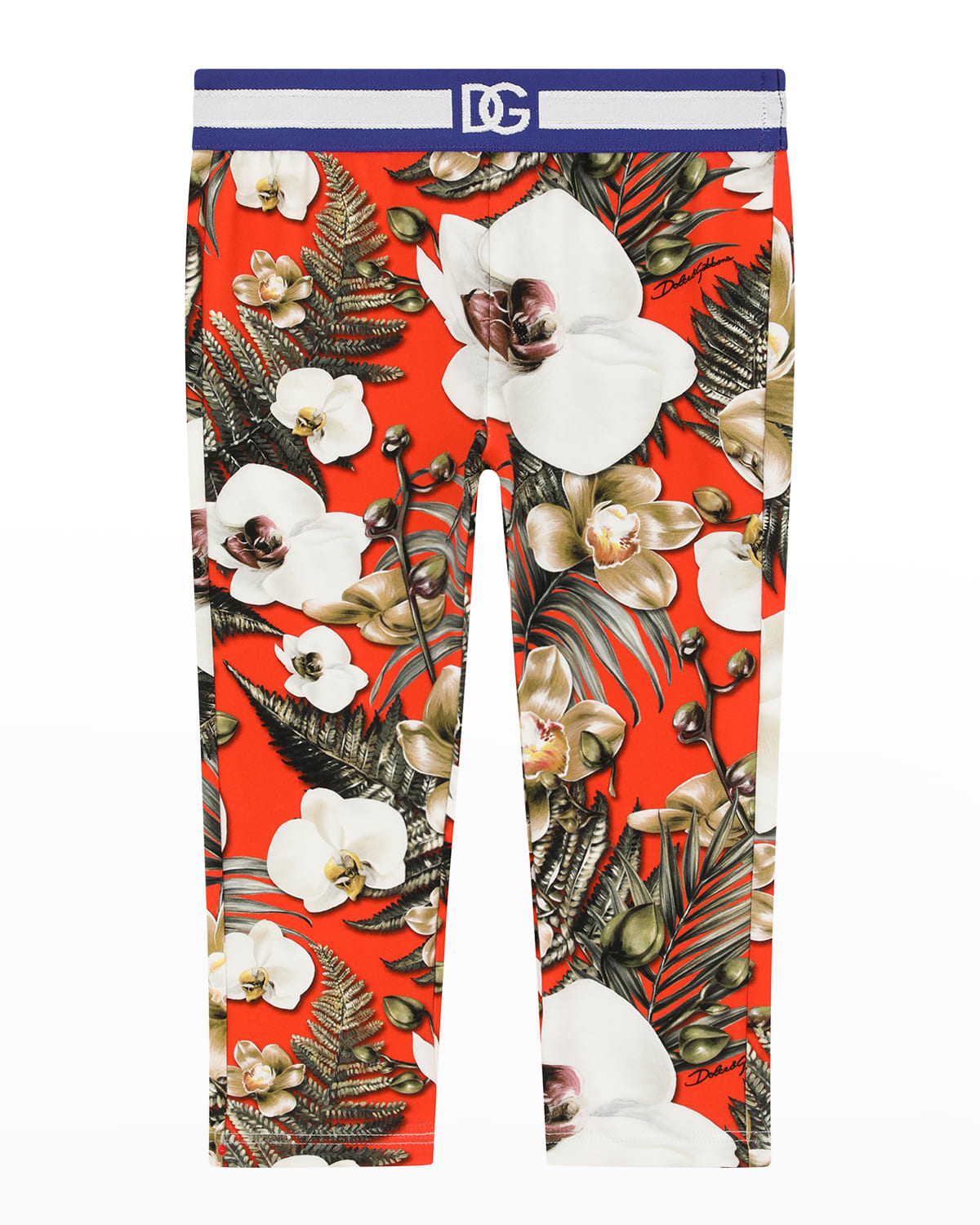 Girl's Floral-Print Interlocking Logo Leggings, Size 8-12