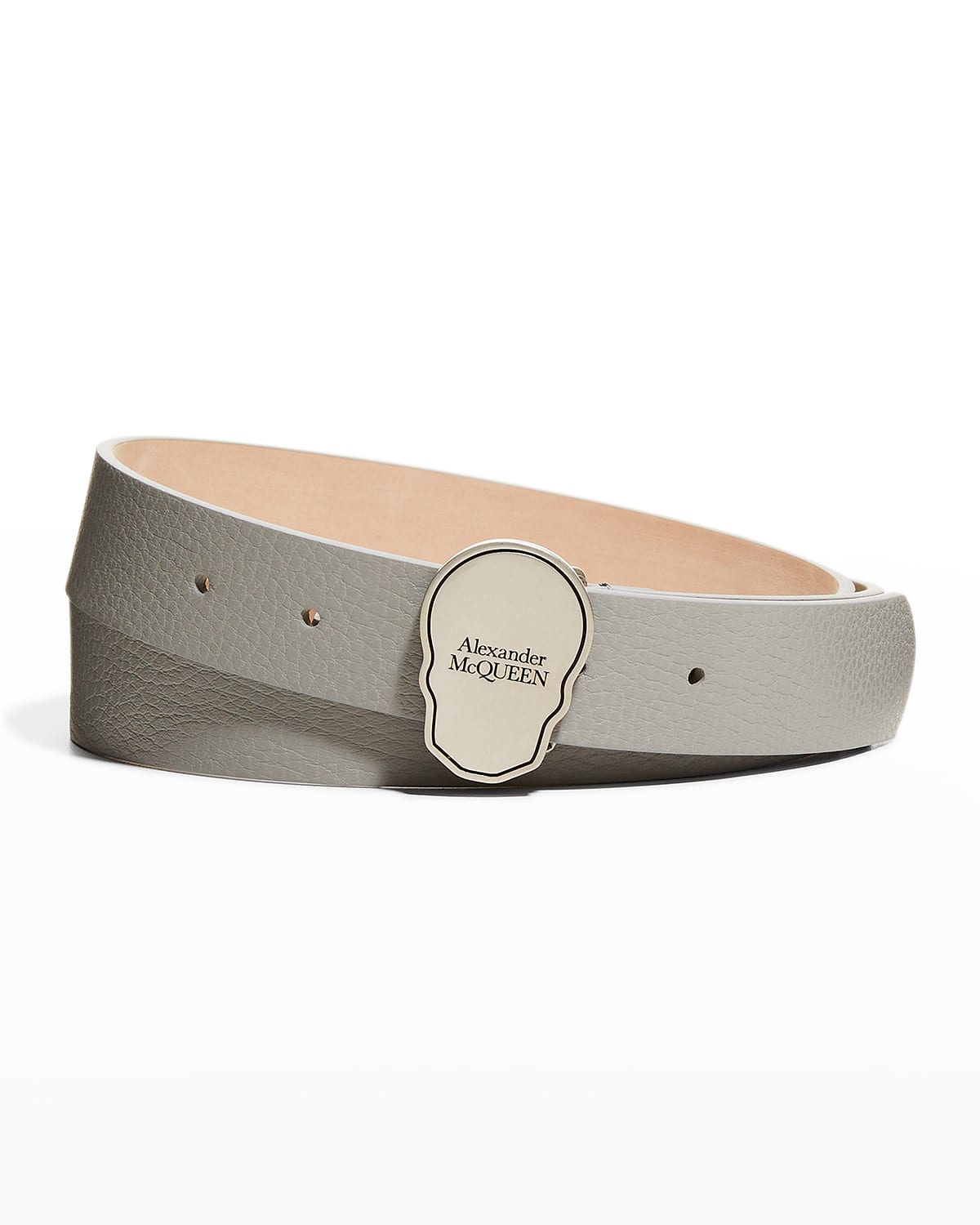 ALEXANDER MCQUEEN MEN'S SKULL TAG LEATHER BELT 