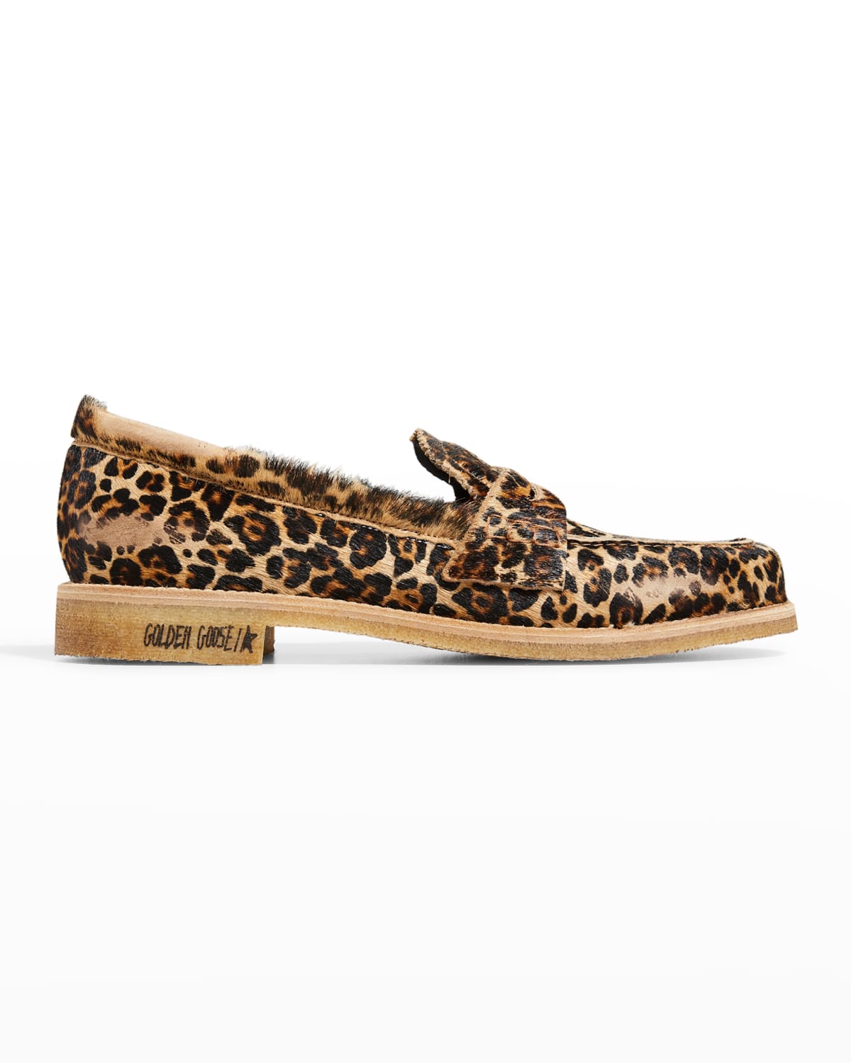 leopard penny loafers