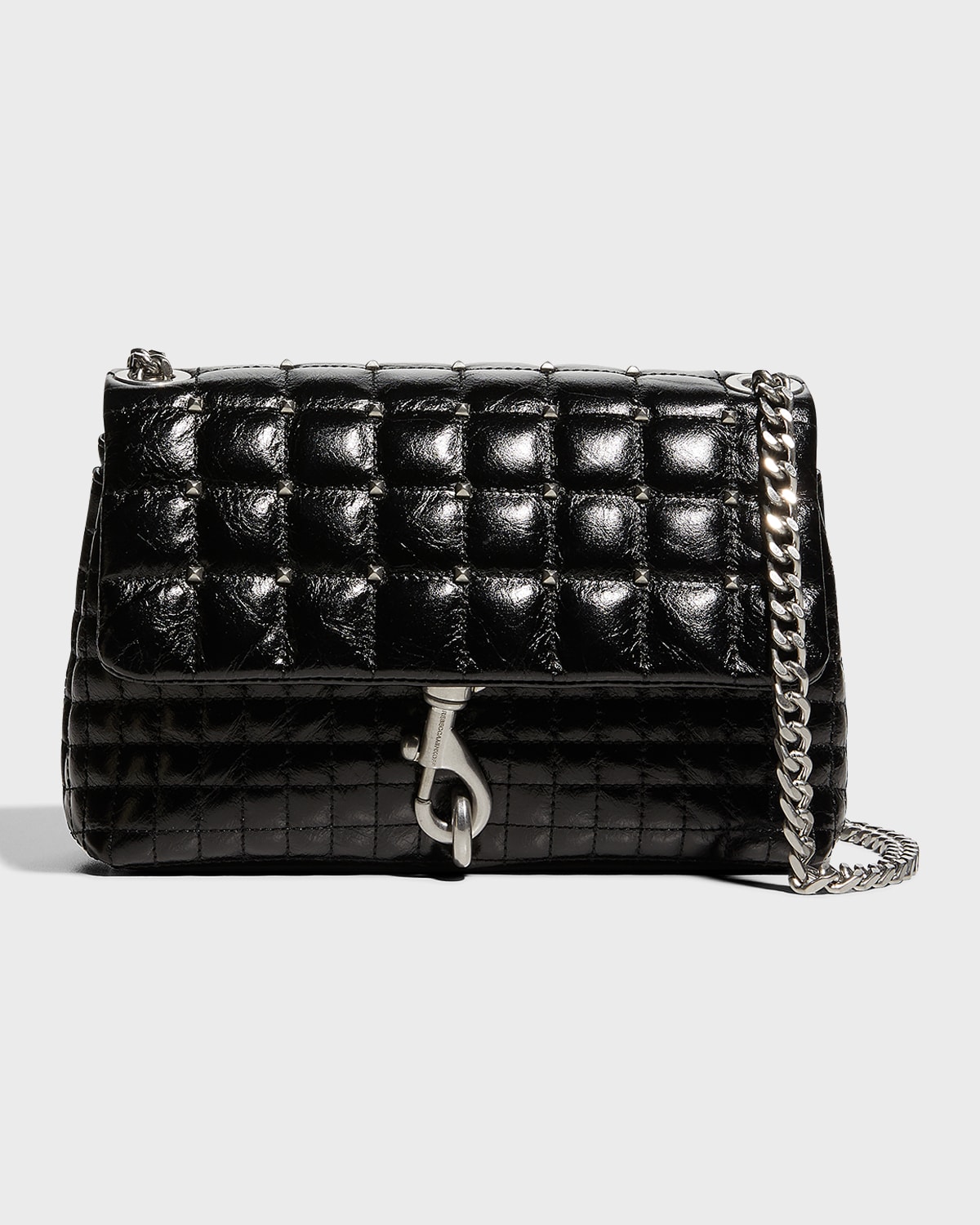 Edie Square Quilted Patent Leather Crossbody Bag