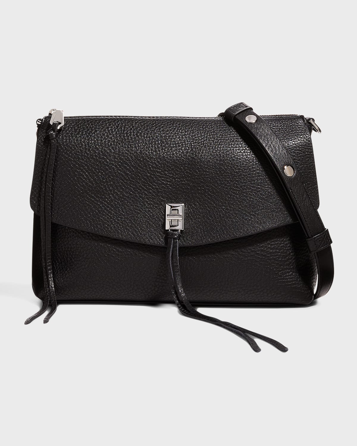 Rebecca Minkoff Darren Zip Leather Shoulder Bag In Black