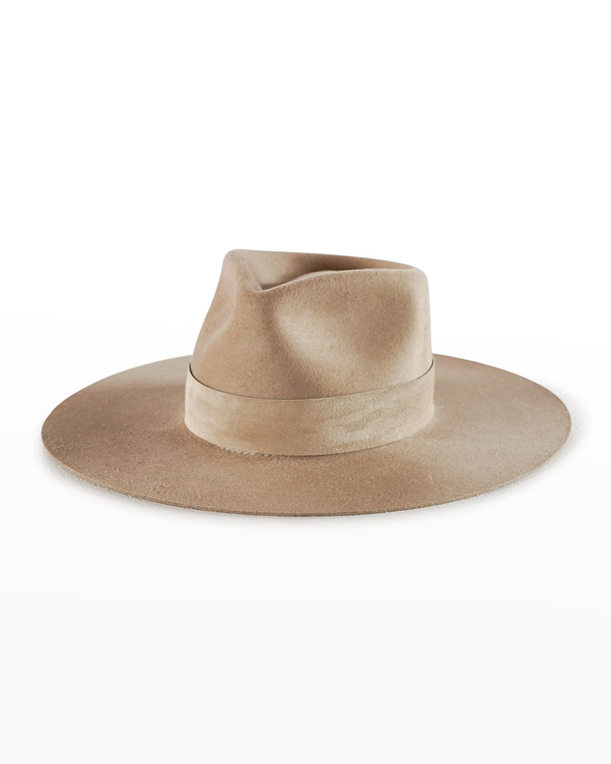 Janessa Leone Tessa Wool Felt Fedora Hat In Light Brown