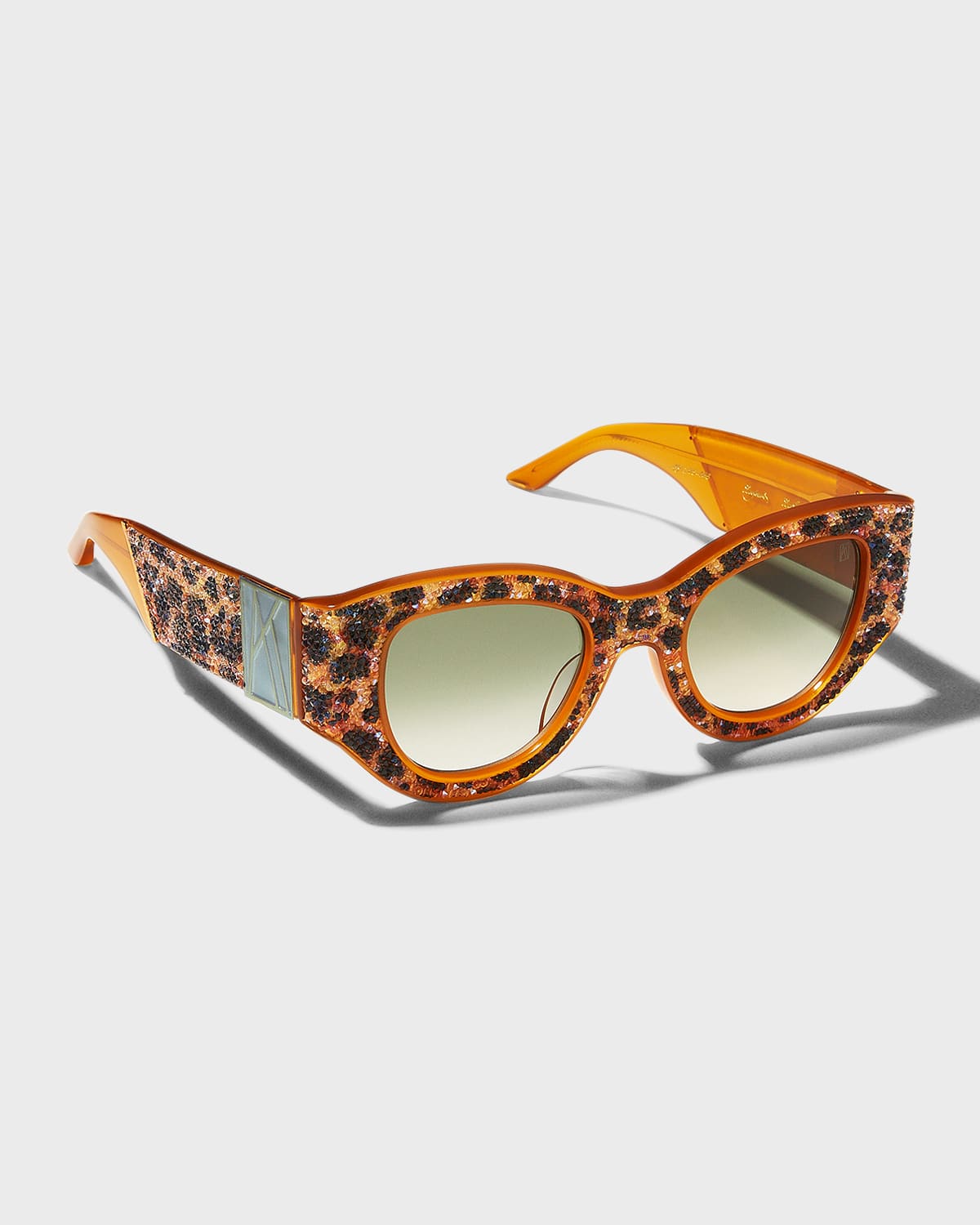 Anna-karin Karlsson Lucky Goes To Vegas Crystals & Acetate Cat-eye Sunglasses In Leopard