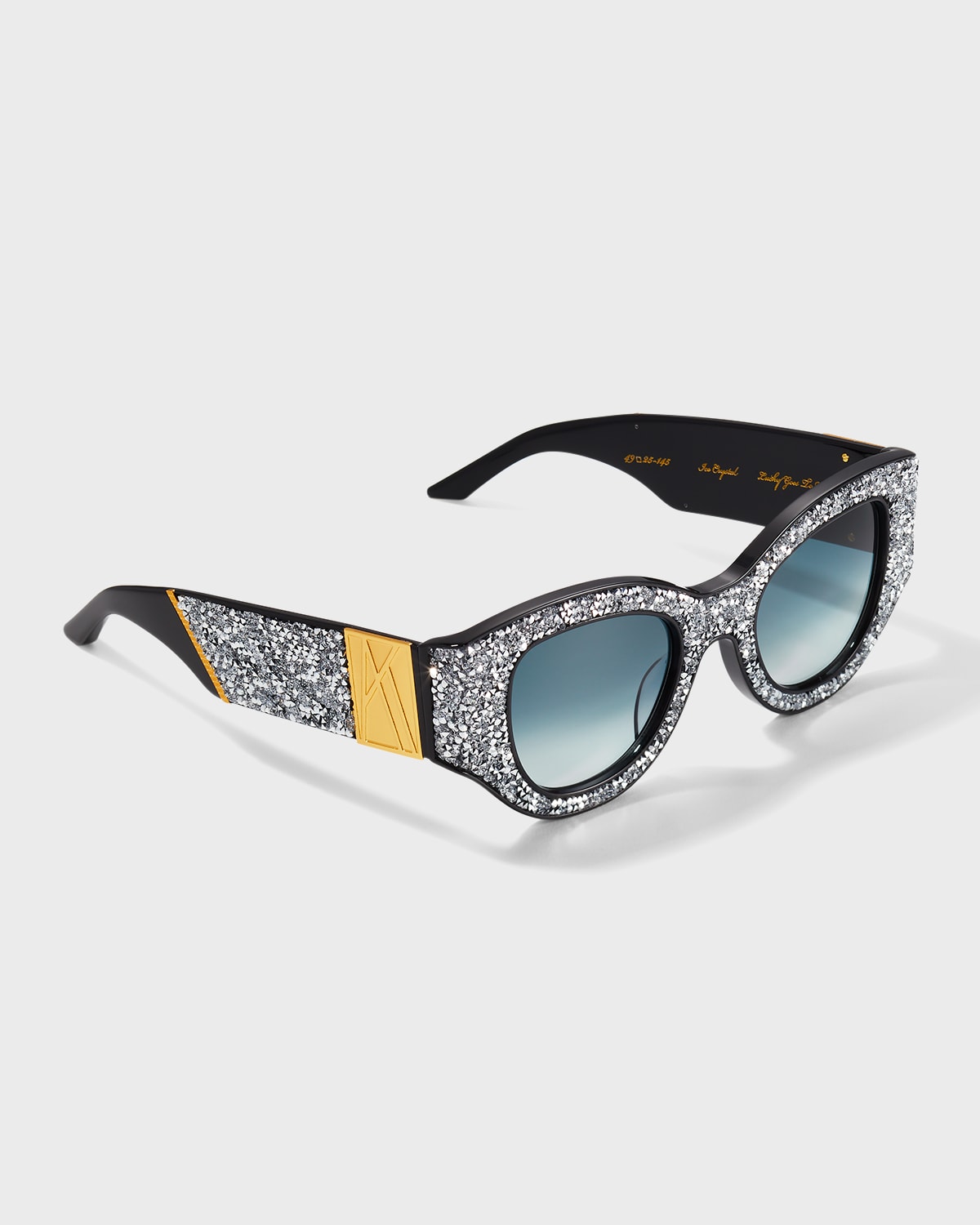 Anna-karin Karlsson Lucky Goes To Vegas Crystals & Acetate Cat-eye Sunglasses In Black Crystal
