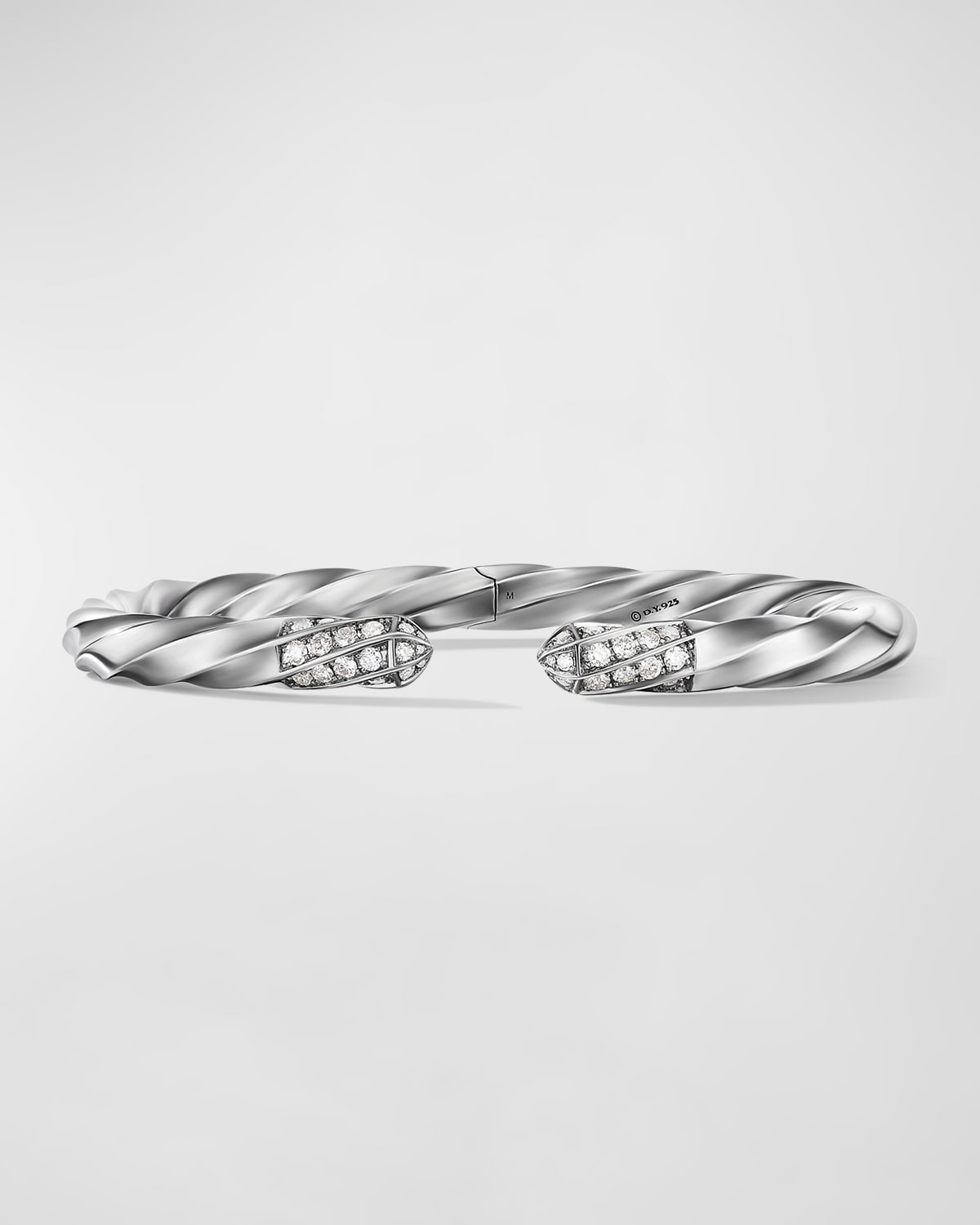 Cable Edge Bracelet with Diamonds in Silver, 5.5mm